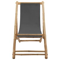 Ligstoel bamboe en canvas donkergrijs 2