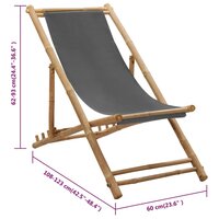Ligstoel bamboe en canvas donkergrijs 8