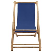Ligstoel bamboe en canvas marineblauw 2