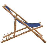 Ligstoel bamboe en canvas marineblauw 3