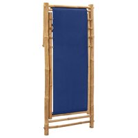 Ligstoel bamboe en canvas marineblauw 6