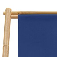 Ligstoel bamboe en canvas marineblauw 7