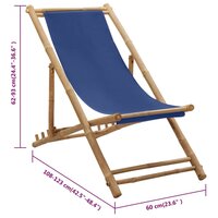 Ligstoel bamboe en canvas marineblauw 8