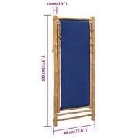 Ligstoel bamboe en canvas marineblauw 9