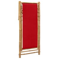 Ligstoel bamboe en canvas rood 6