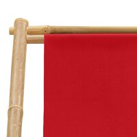 Ligstoel bamboe en canvas rood 7