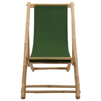 Ligstoel bamboe en canvas groen 2