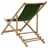 Ligstoel bamboe en canvas groen 4