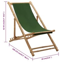 Ligstoel bamboe en canvas groen 8