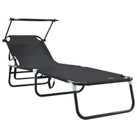 Opvouwbare zonnebed Zwart 190 x 57 x 81 cm oxford 2