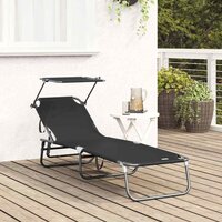 Opvouwbare zonnebed Zwart 190 x 57 x 81 cm oxford 3