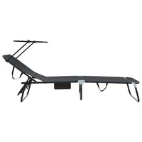 Opvouwbare zonnebed Zwart 190 x 57 x 81 cm oxford 5