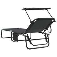 Opvouwbare zonnebed Zwart 190 x 57 x 81 cm oxford 6