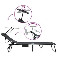 Opvouwbare zonnebed Zwart 190 x 57 x 81 cm oxford 8