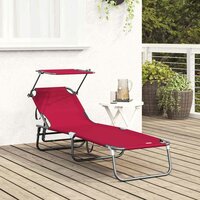 Opvouwbare zonnebed Rood 190 x 57 x 81 cm oxford 3