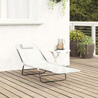 Opvouwbare zonnebed Cr&egrave;me 182 x 55 x 85,5 cm Textileen 3