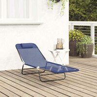 Opvouwbare zonnebed Marineblauw 182 x 55 x 85,5 cm Textileen 3