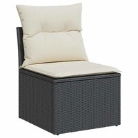 Tuinbank zonder armleuning met kussens poly rattan zwart 2
