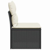 Tuinbank zonder armleuning met kussens poly rattan zwart 5