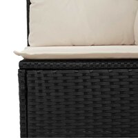 Tuinbank zonder armleuning met kussens poly rattan zwart 7