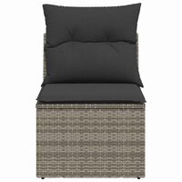 Tuinbank zonder armleuning met kussens poly rattan grijs 4