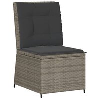 Tuinbank verstelbaar met kussens poly rattan grijs 2