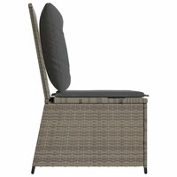 Tuinbank verstelbaar met kussens poly rattan grijs 5