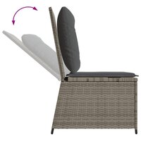 Tuinbank verstelbaar met kussens poly rattan grijs 7