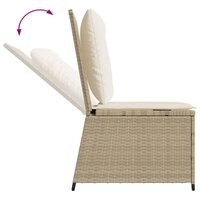 Tuinbank verstelbaar met kussens poly rattan beige 7