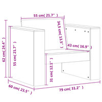 Tuinbank 79x60x62 cm massief grenenhout wit 9