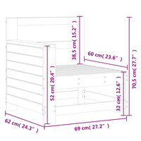 Tuinbank met armleuning 69x62x70,5 cm massief grenenhout wit 9
