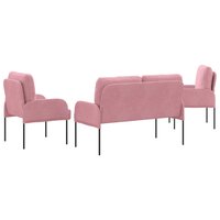 Sofa-Sets met kussen 3 pcs Roze 115 x 56 x 80 cm Multiplex 7