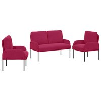 Sofa-Sets met kussen 3 pcs Wijnrood 115 x 56 x 80 cm Multiplex 2
