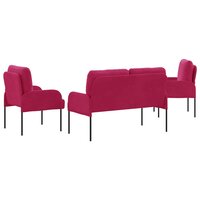 Sofa-Sets met kussen 3 pcs Wijnrood 115 x 56 x 80 cm Multiplex 7