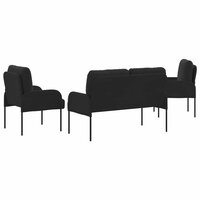 Sofa-Sets met kussen 3 pcs Zwart 115 x 56 x 80 cm Multiplex 7