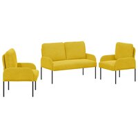 Sofa-Sets met kussen 3 pcs Geel 115 x 56 x 80 cm Multiplex 2
