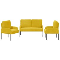 Sofa-Sets met kussen 3 pcs Geel 115 x 56 x 80 cm Multiplex 6