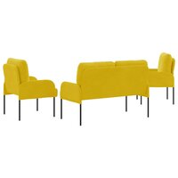 Sofa-Sets met kussen 3 pcs Geel 115 x 56 x 80 cm Multiplex 7