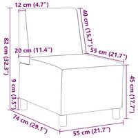 Modulaire bank zonder armleuningen cr&egrave;me 55 cm stof 9