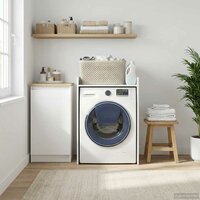 Wasmachinekast met opslag Wit 67,5 x 48 x 97 cm Bewerkt hout 4
