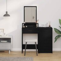 Kaptafel met lade Zwart Eiken 50 x 41 x 140 cm Bewerkt hout 4