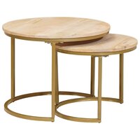 Salontafelset2 pcs Bruin Massief mangohout en staal 2