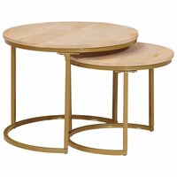 Salontafelset2 pcs Bruin Massief mangohout en staal 3