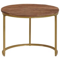 Salontafelset2 pcs Donkerbruin Massief mangohout en staal 4