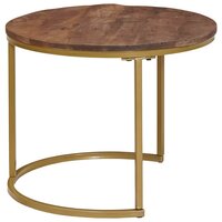 Salontafelset2 pcs Donkerbruin Massief mangohout en staal 6