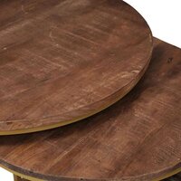 Salontafelset2 pcs Donkerbruin Massief mangohout en staal 8