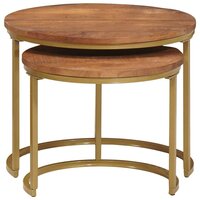 Salontafelset2 pcs Honingbruin Massief mangohout en staal 4