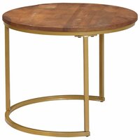 Salontafelset2 pcs Honingbruin Massief mangohout en staal 6