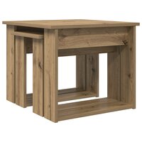 Salontafelset2 pcs Artisan Eiken Bewerkt hout 5