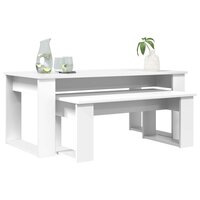 Salontafelset2 pcs Wit Bewerkt hout 3